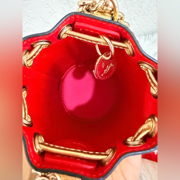 Christian Louboutin Gold Mini Bucket Bag with Chain crossbody - Picture 10 of 12